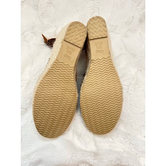 NEW GAP Espadrille Wedges Shoes Sandals Brown Suede Wedge Ankle Strap Open Toe - Picture 9 of 10